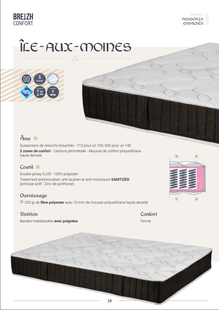 [ILE AUX MOINES 140x190] MATELAS - DUAULT - ILE AUX MOINES 140x190